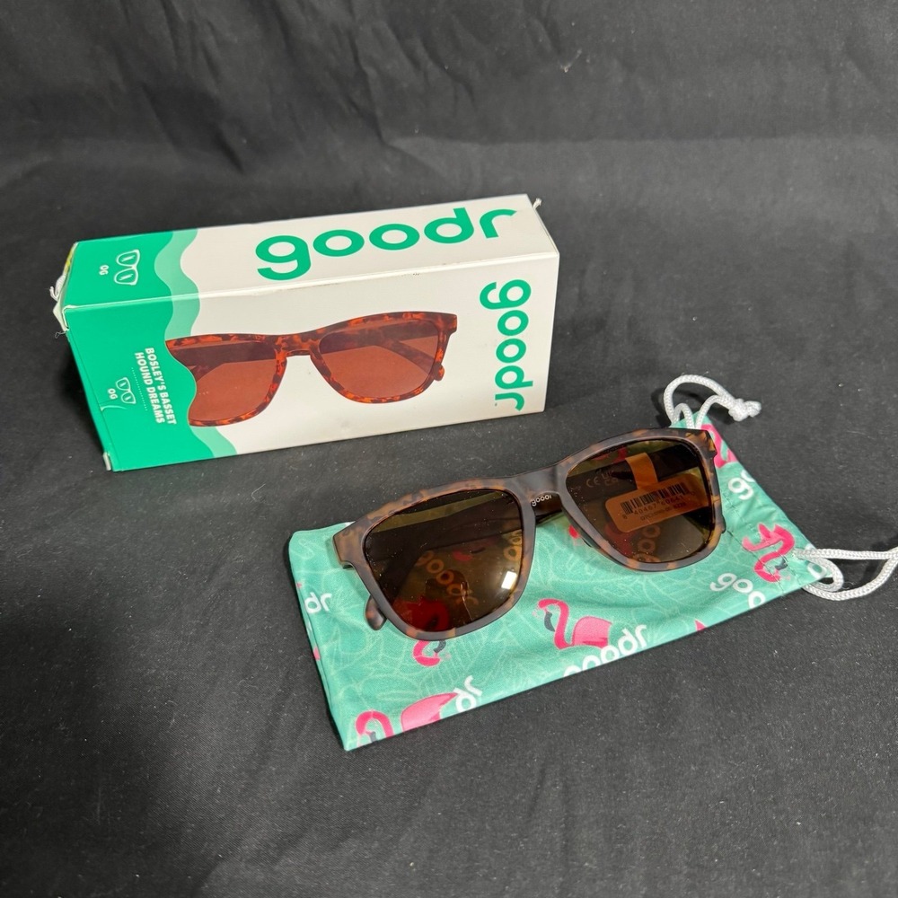 goodr Adult OG Bosley's Basset Hound Dreams Plastic Rectangle Sunglasses - Brown - Picture 3 of 4